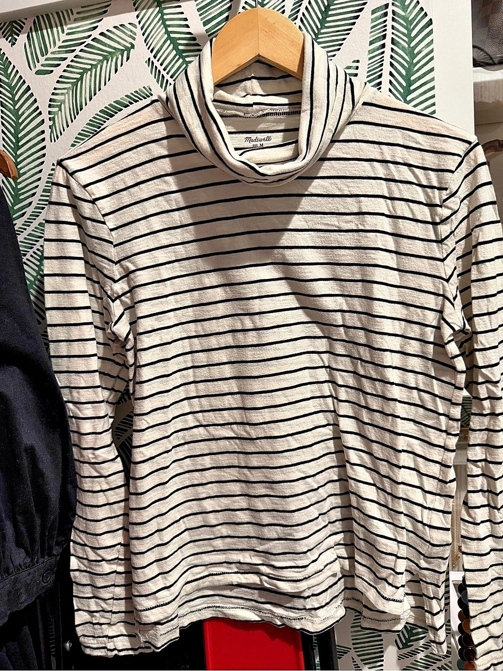Madewell Striped Long Sleeve Top in White & Black Size Medium